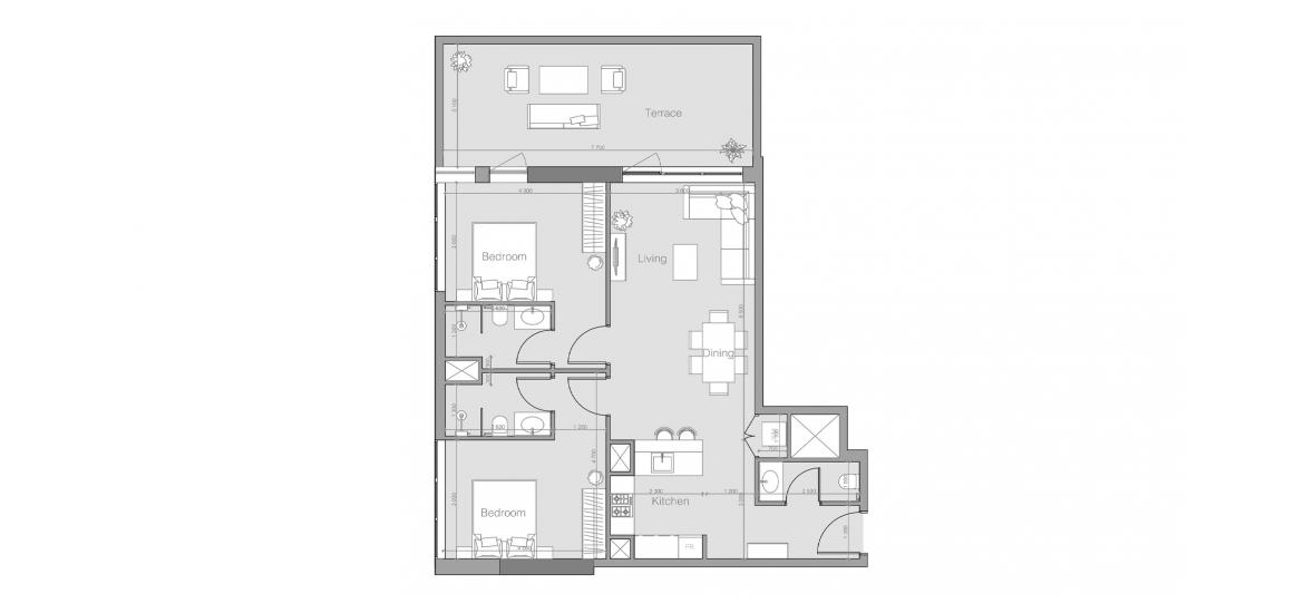 Apartment floor plan «OZONE 1 RESIDENCE TWO-BEDROOMS-TYPE-C-111M», 2 bedrooms in OZONE 1 RESIDENCE