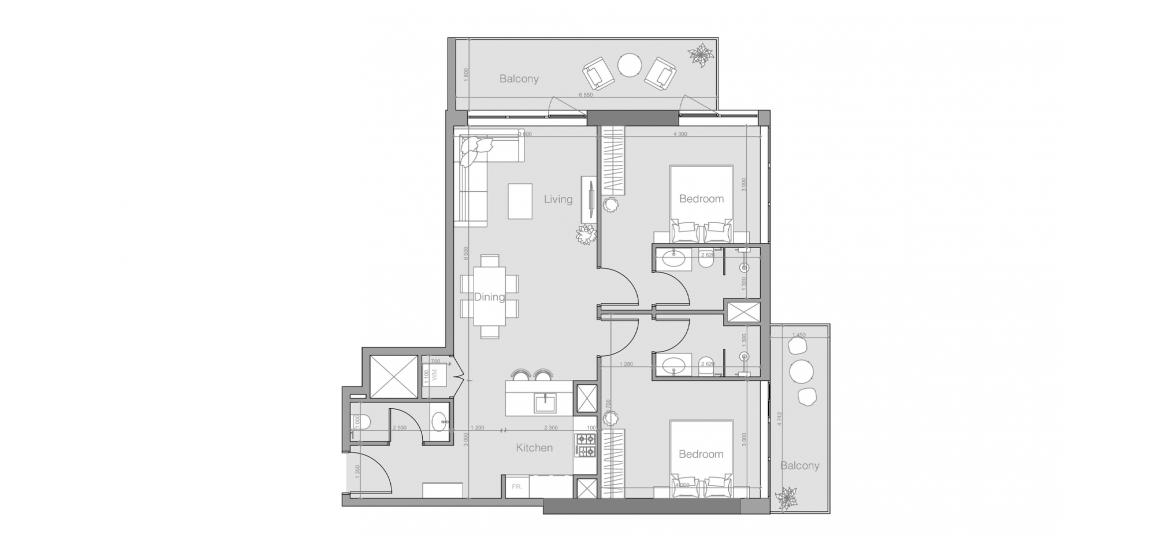 Apartment floor plan «OZONE 1 RESIDENCE TWO-BEDROOMS-TYPE-F-106M», 2 bedrooms in OZONE 1 RESIDENCE