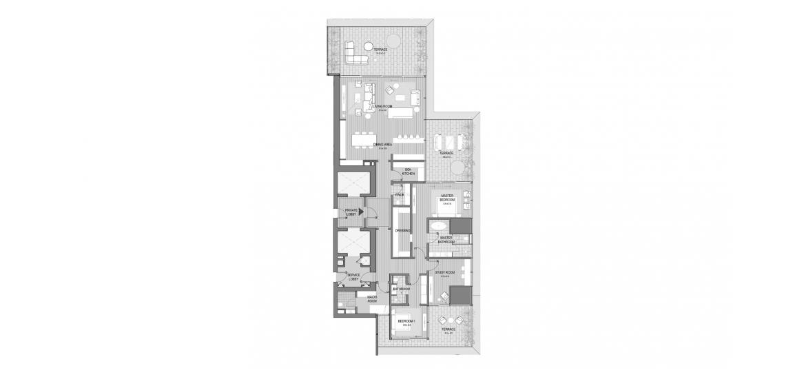 Apartment floor plan «VELA VIENTO TWO-BEDROOMS-380M», 2 bedrooms in VELA VIENTO