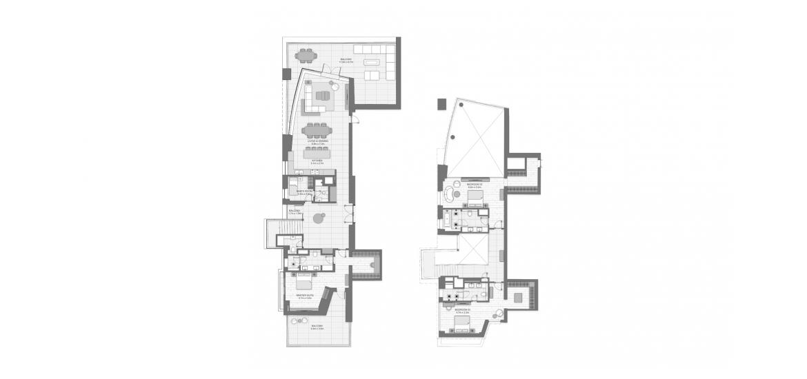 Apartment floor plan «LIV WATERSIDE THREE-BEDROOMS-407M», 3 bedrooms in LIV WATERSIDE